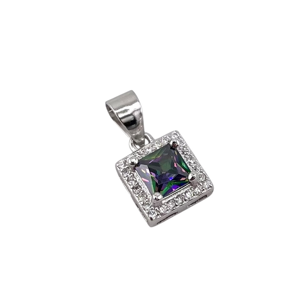 CZ Square Pendant Sterling Silver