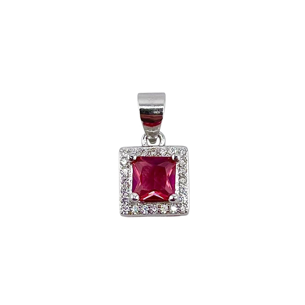 CZ Square Pendant Sterling Silver