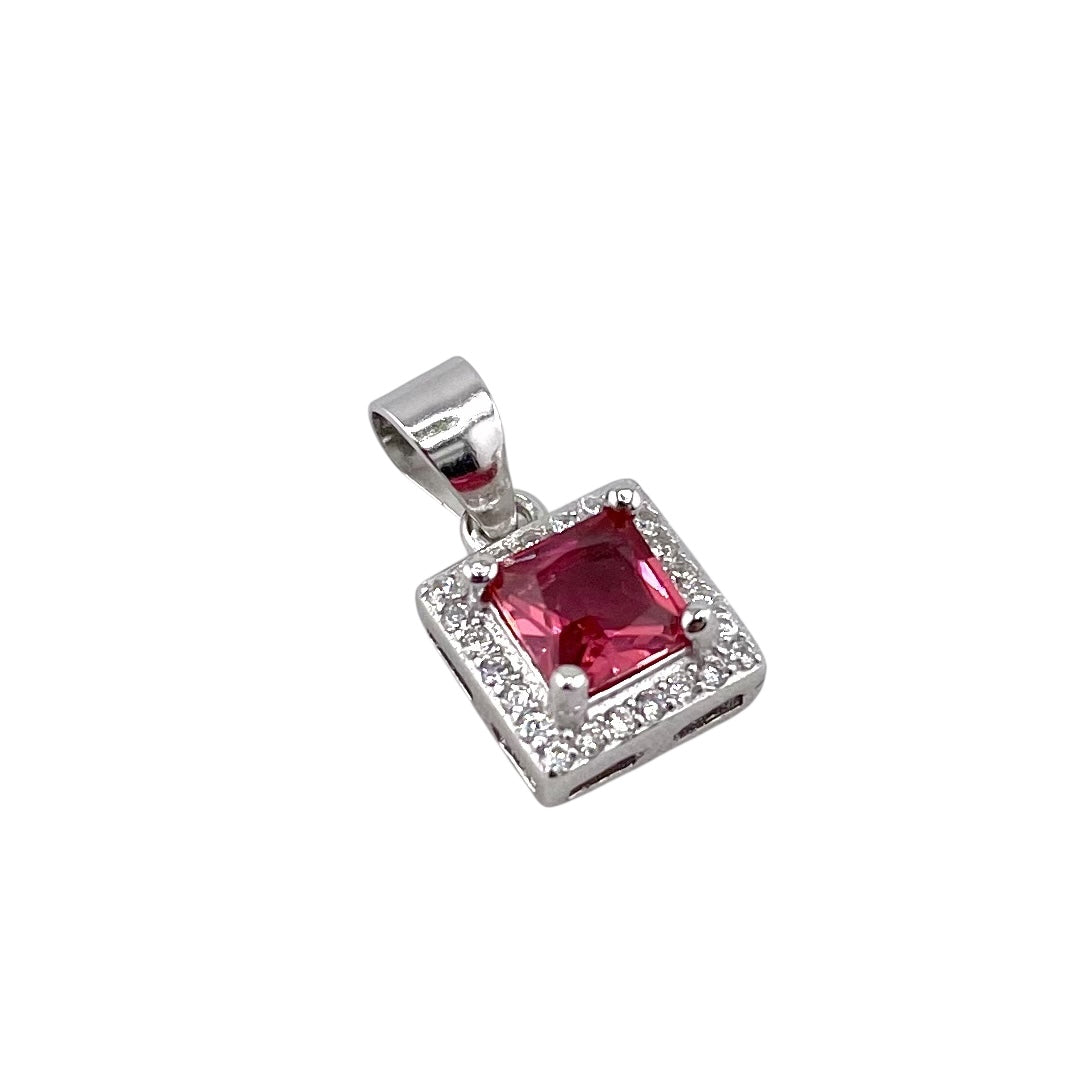 CZ Square Pendant Sterling Silver
