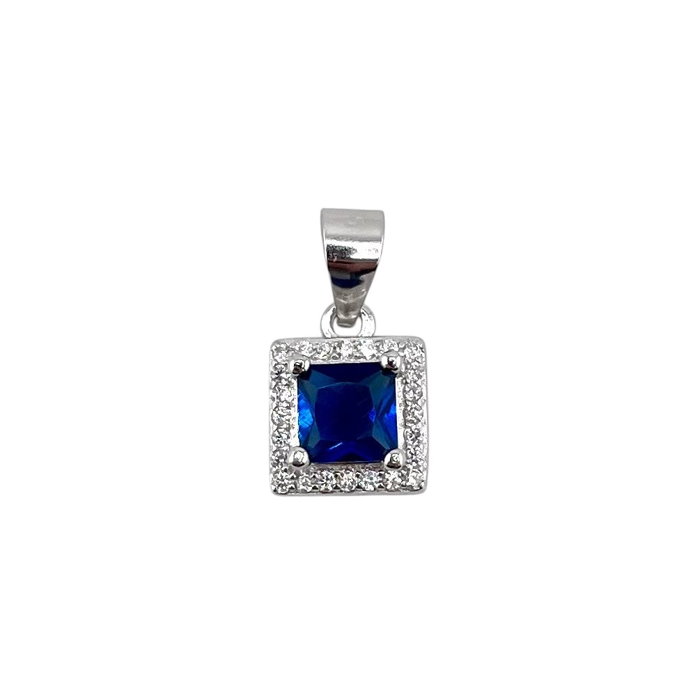 CZ Square Pendant Sterling Silver