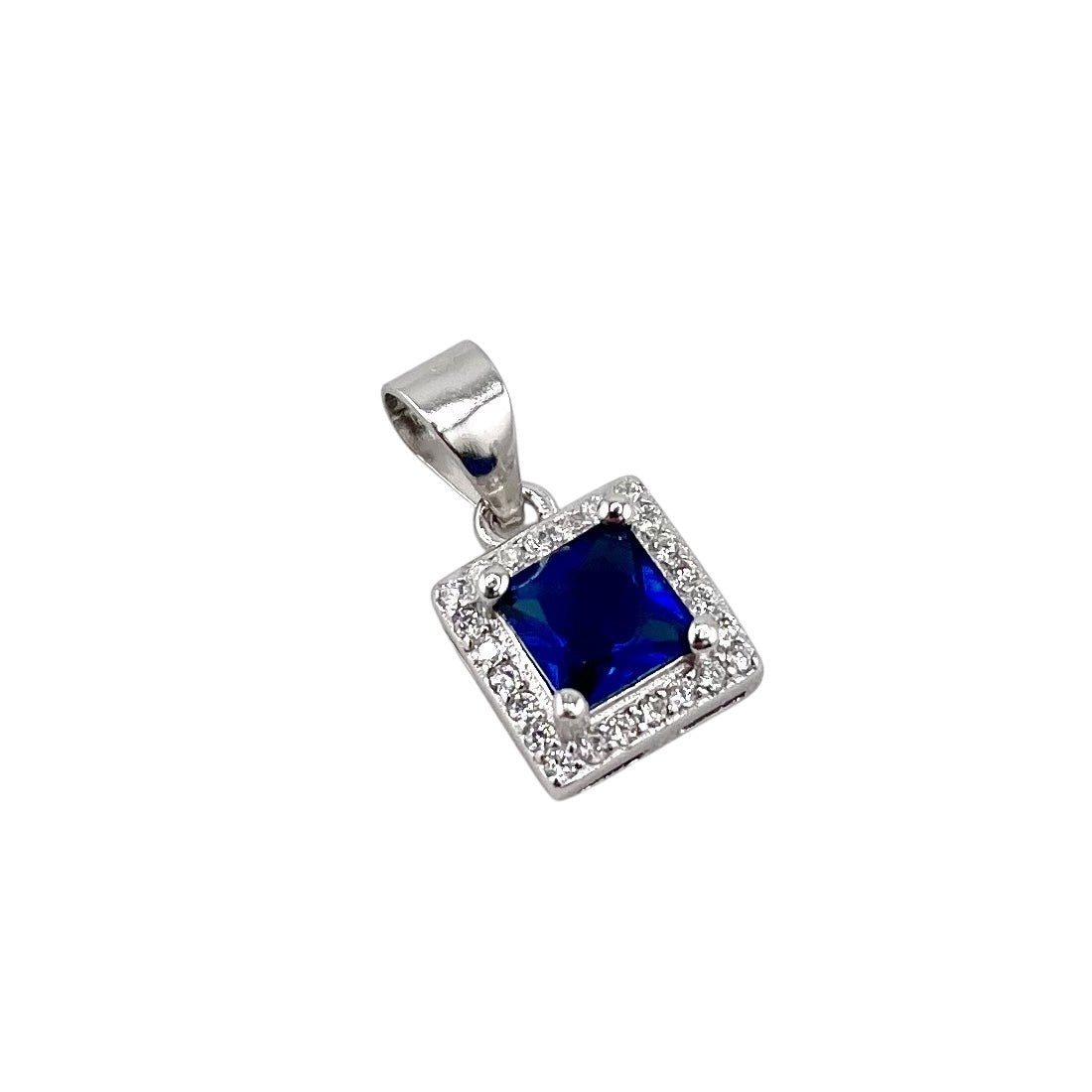 CZ Square Pendant Sterling Silver