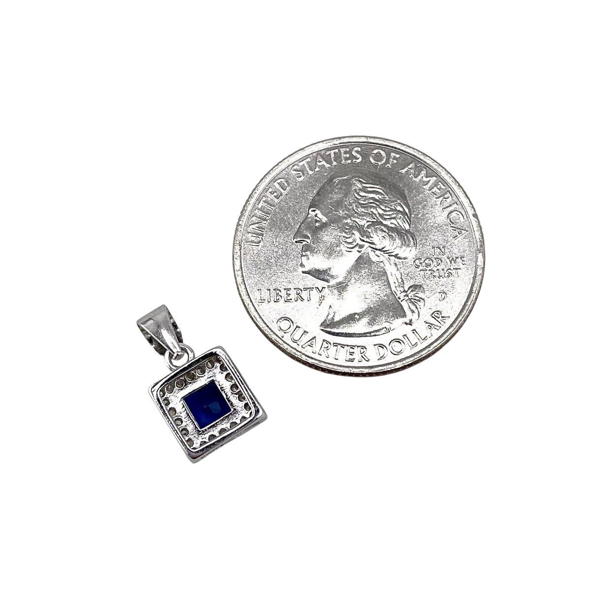CZ Square Pendant Sterling Silver