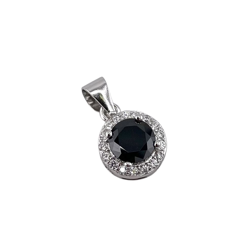 CZ Round Pendant Sterling Silver