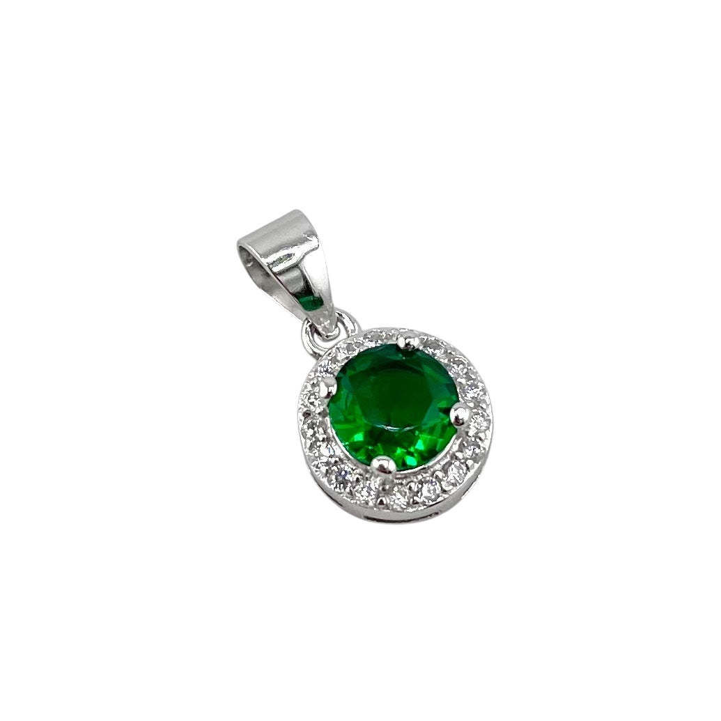 CZ Round Pendant Sterling Silver