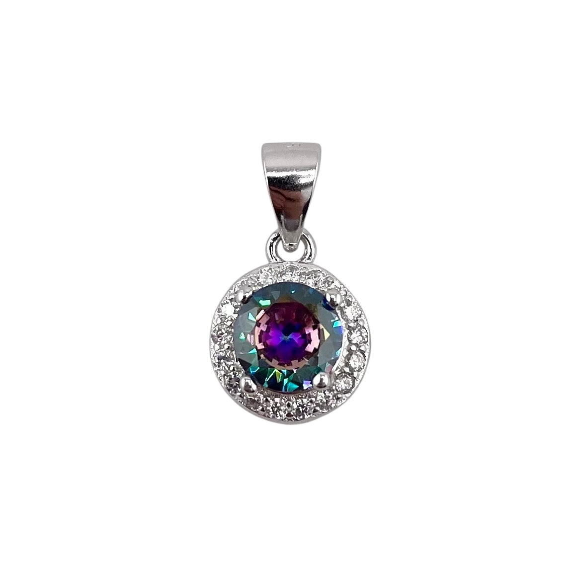 CZ Round Pendant Sterling Silver