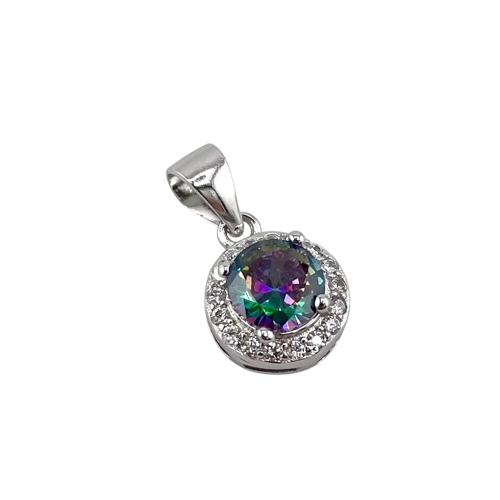 CZ Round Pendant Sterling Silver