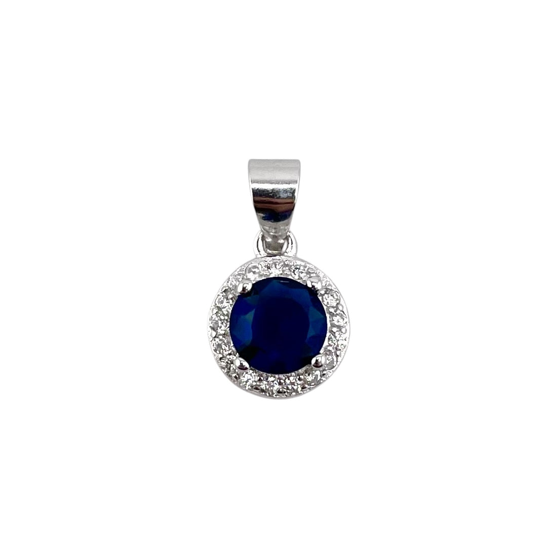 CZ Round Pendant Sterling Silver
