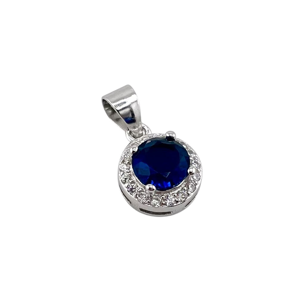CZ Round Pendant Sterling Silver