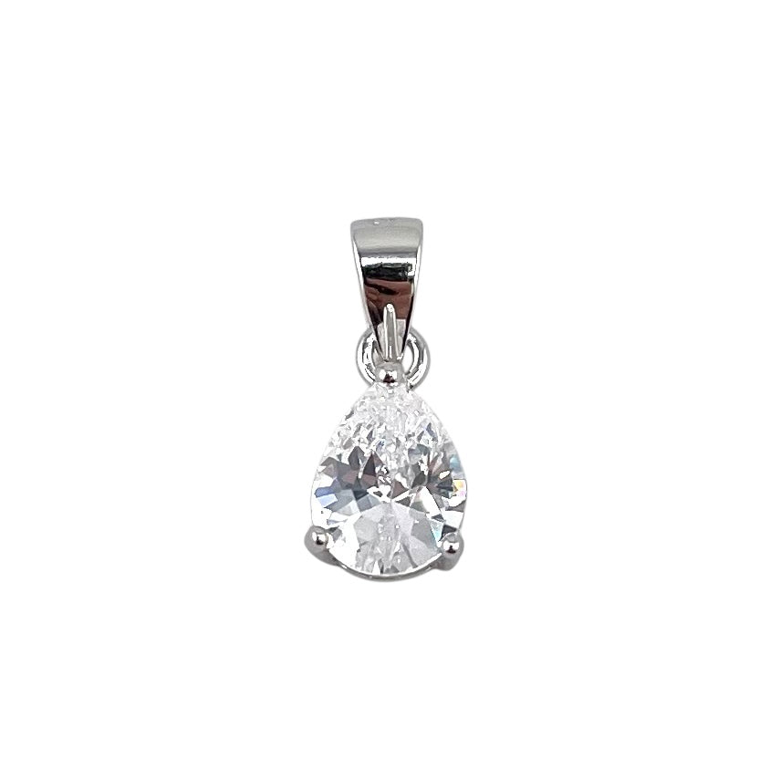 CZ Pear Pendant Sterling Silver