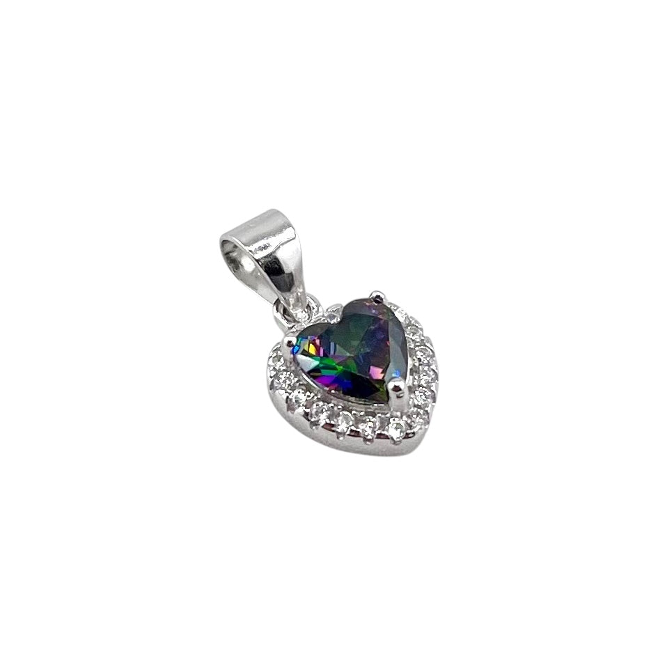 CZ Heart Pendant Sterling Silver