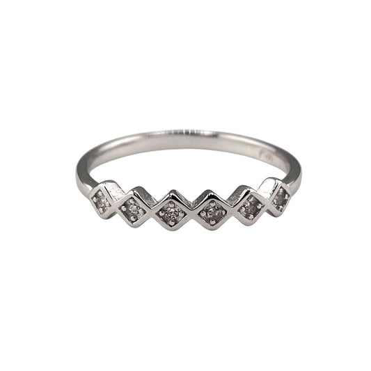 CZ Diamond Row Ring Sterling Silver