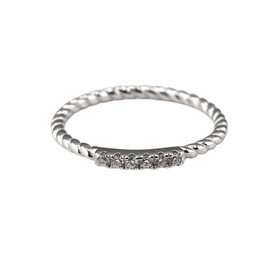 CZ Rope Row Ring Sterling Silver
