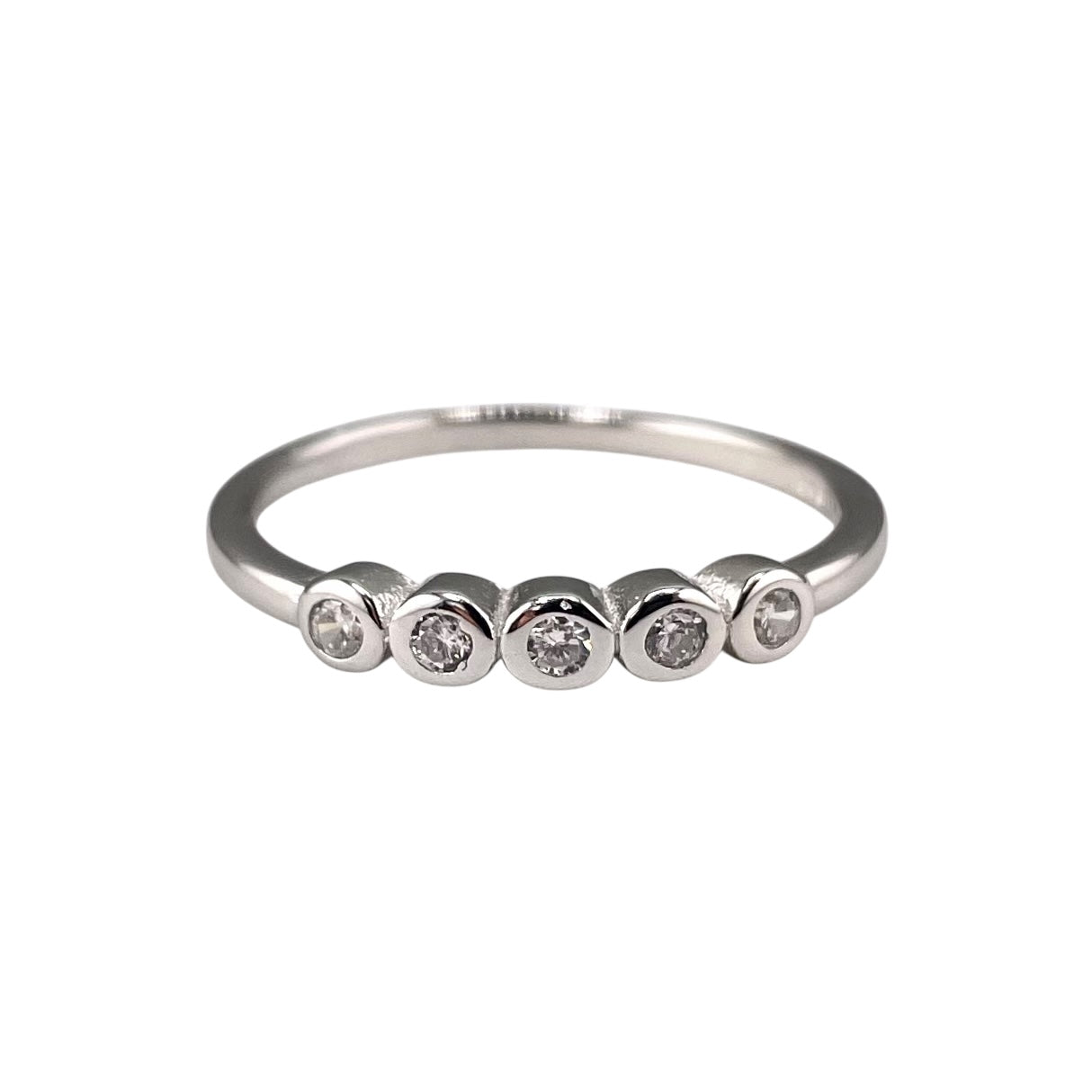 CZ Round Row Ring Sterling Silver