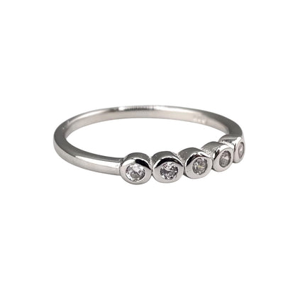 CZ Round Row Ring Sterling Silver