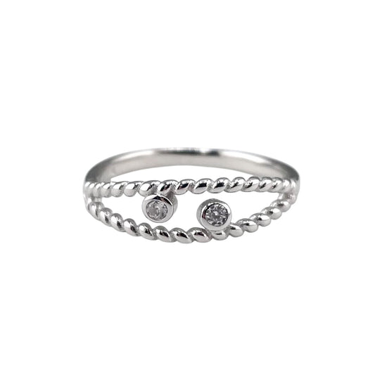 CZ Circle Rope Ring Sterling Silver