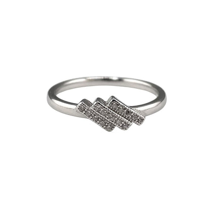 CZ Slanted Row Ring Sterling Silver