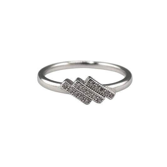 CZ Slanted Row Ring Sterling Silver