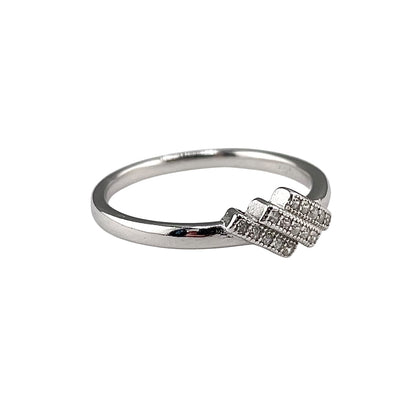 CZ Slanted Row Ring Sterling Silver
