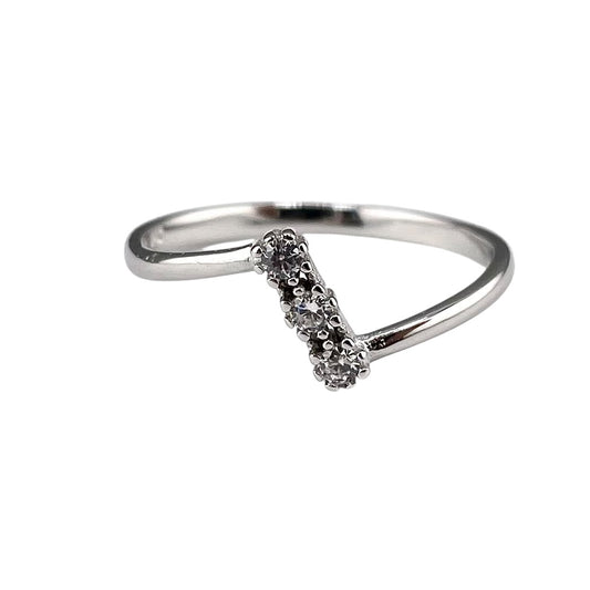 CZ Slanted Ring Sterling Silver