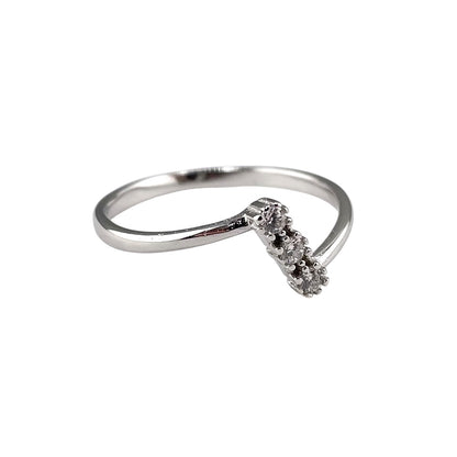 CZ Slanted Ring Sterling Silver