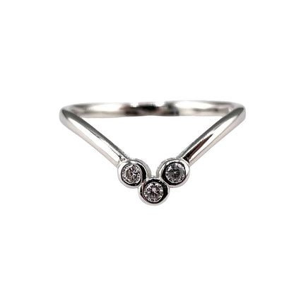 CZ Round Stone Chevron Ring Sterling Silver