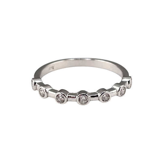 CZ Round Row Ring Sterling Silver