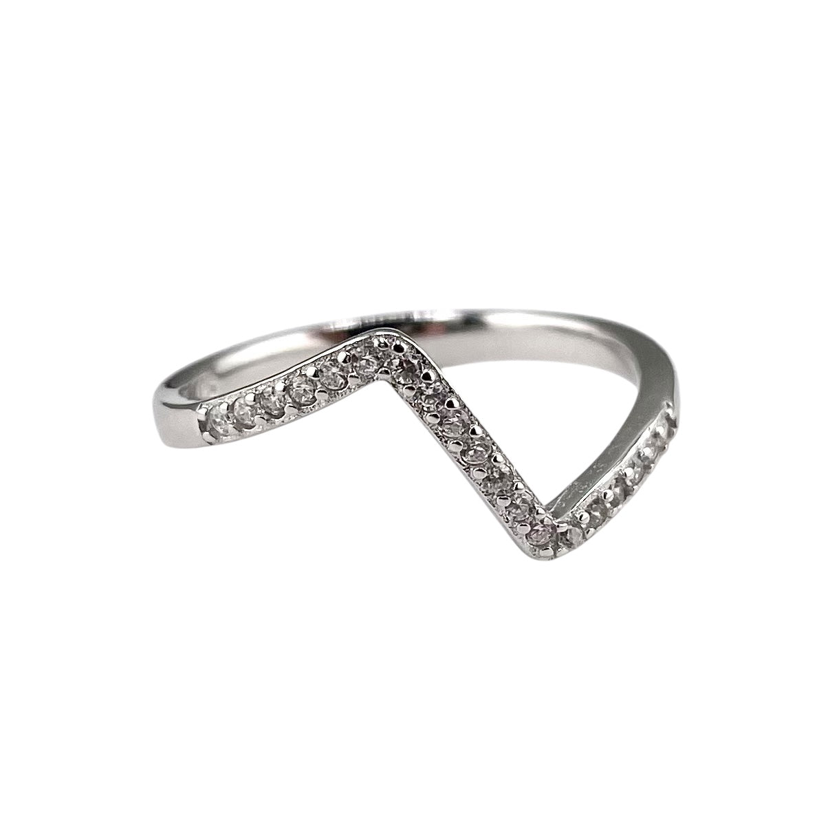 CZ Zig Zag Row Ring Sterling Silver