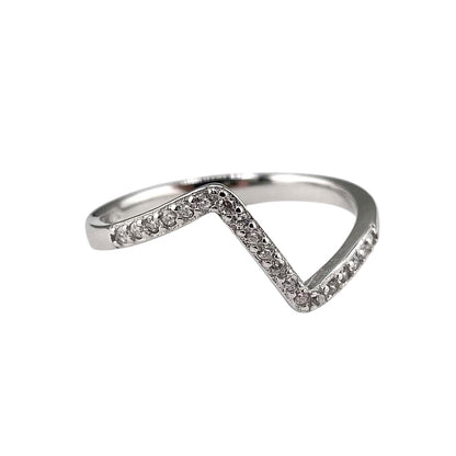 CZ Zig Zag Row Ring Sterling Silver