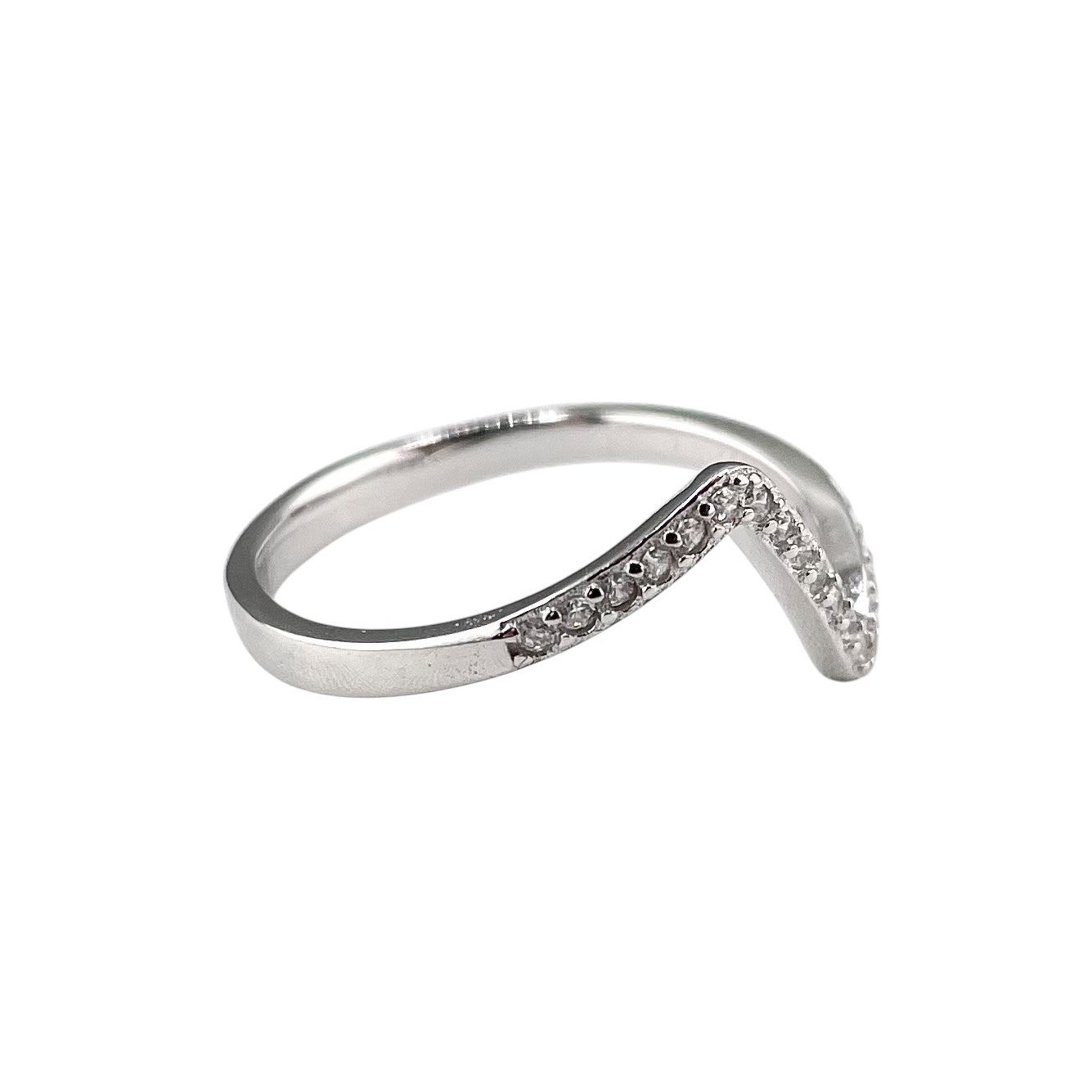 CZ Zig Zag Row Ring Sterling Silver