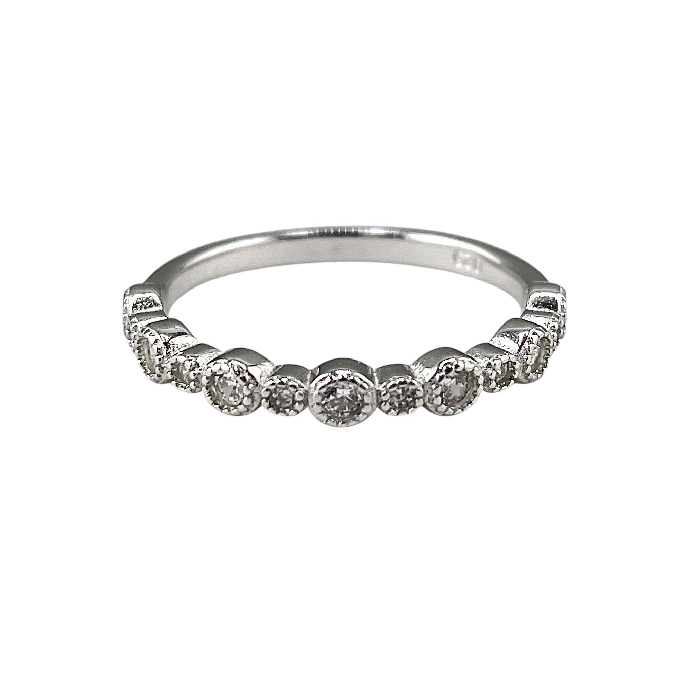 CZ Round Row Ring Sterling Silver