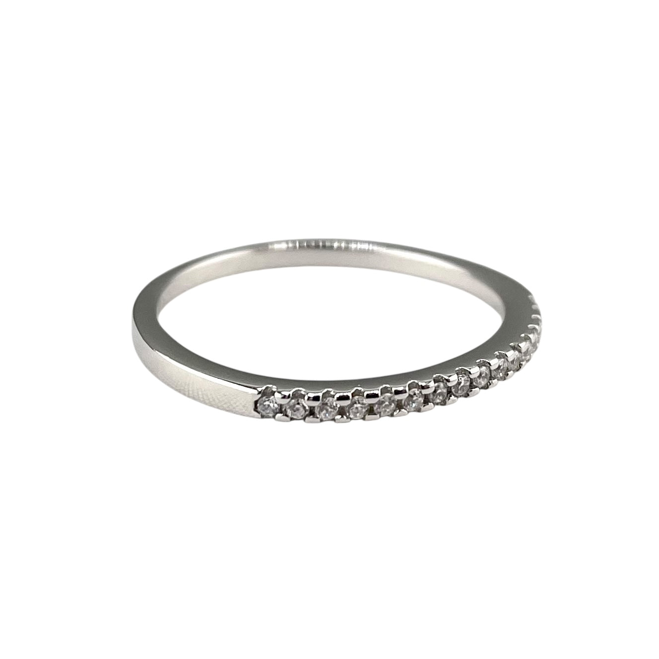CZ Round Row Ring Sterling Silver