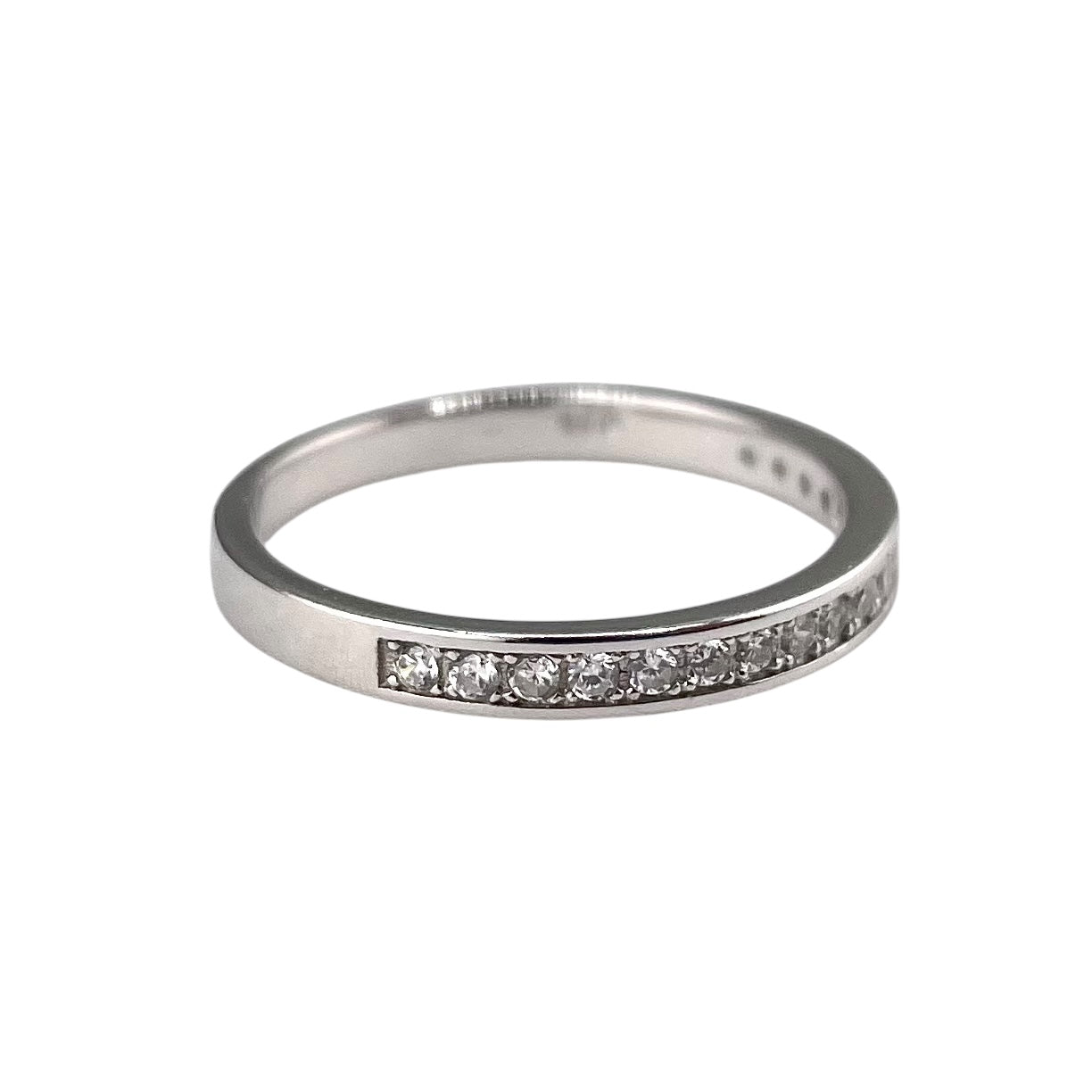 CZ Round Row Ring Sterling Silver
