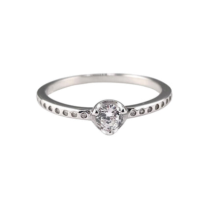 CZ Round Stone Ring Sterling Silver