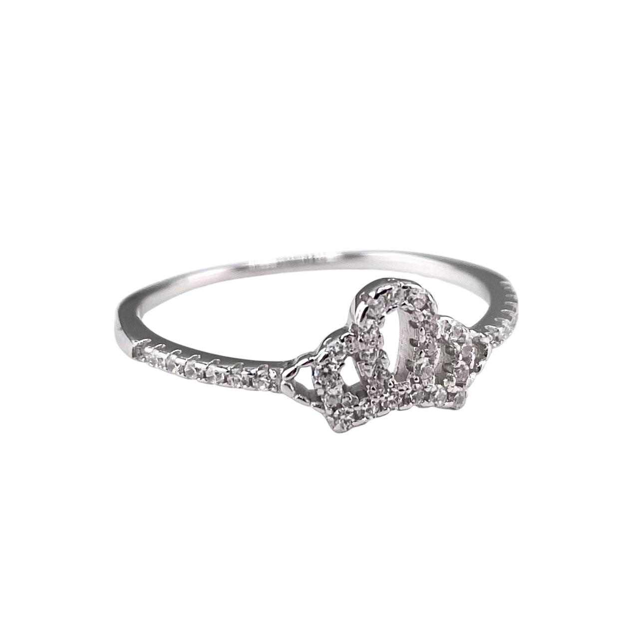 CZ Round Stone Crown Ring Sterling Silver