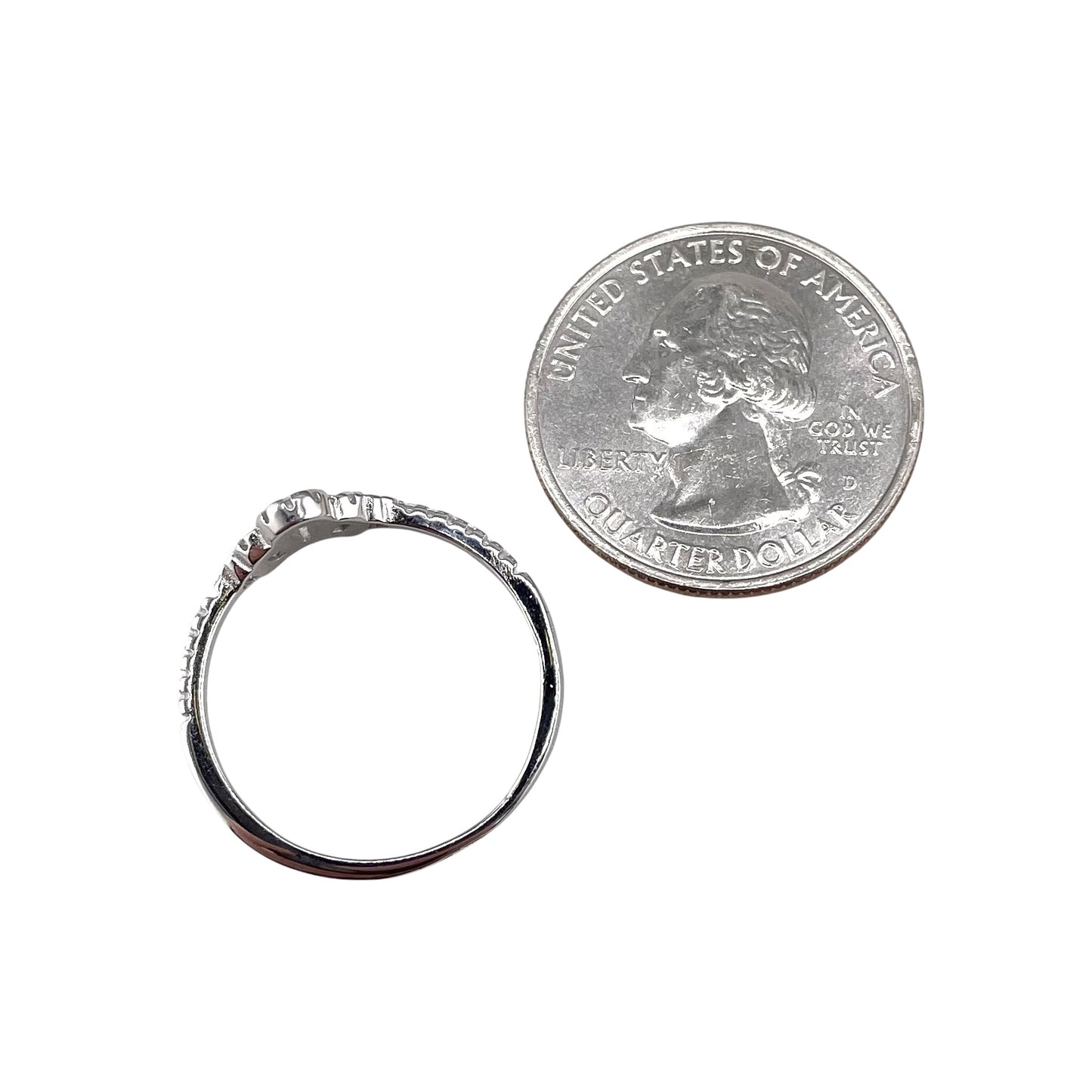 CZ Round Stone Crown Ring Sterling Silver