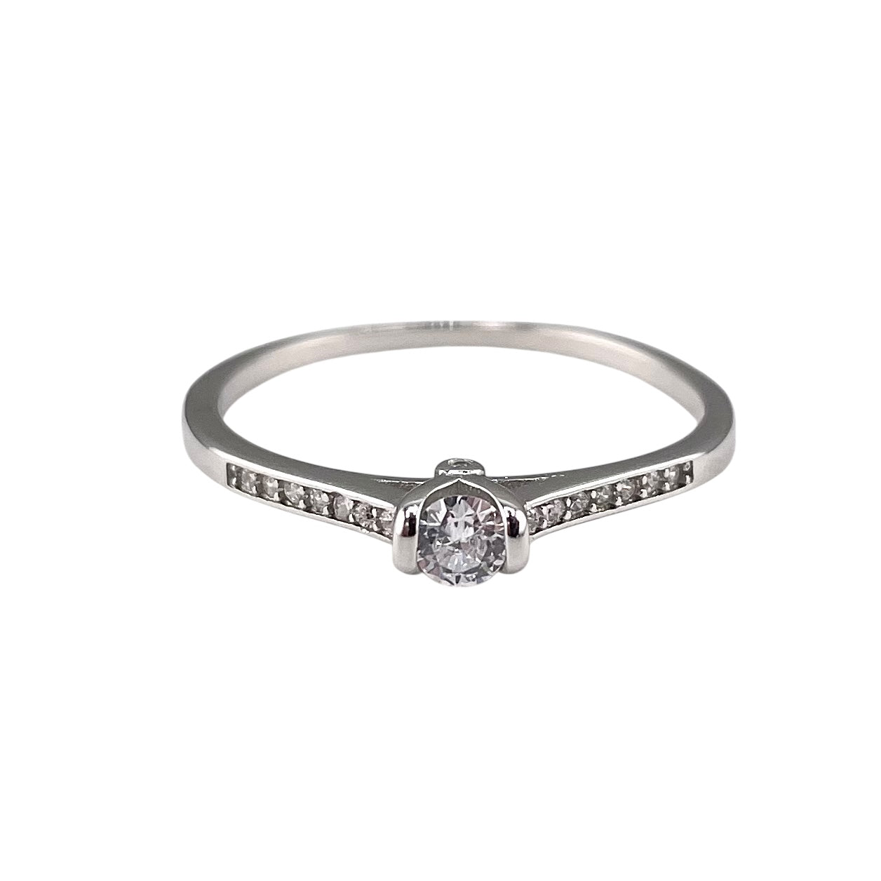 CZ Round Stone Ring Sterling Silver