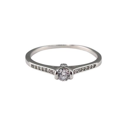 CZ Round Stone Ring Sterling Silver