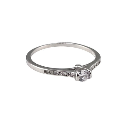 CZ Round Stone Ring Sterling Silver