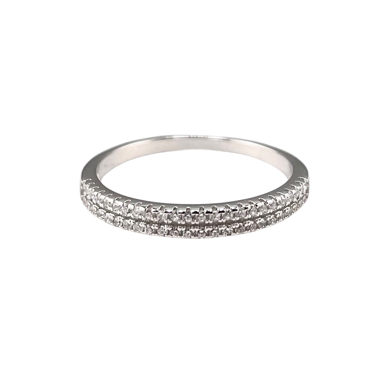 CZ Round Double Row Ring Sterling Silver