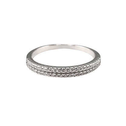 CZ Round Double Row Ring Sterling Silver