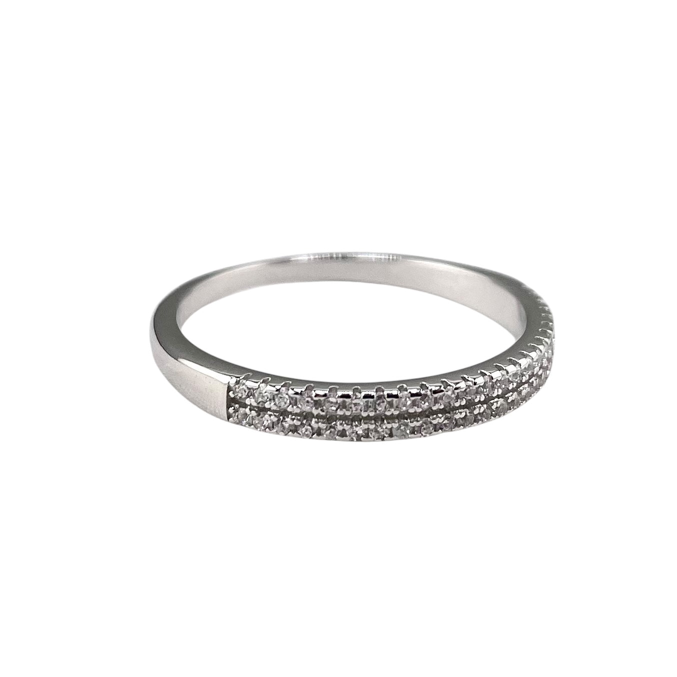 CZ Round Double Row Ring Sterling Silver