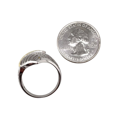 Two Tone CZ Ring Sterling Silver & Gold Plate