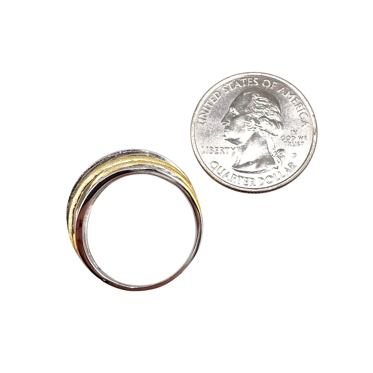 Two Tone CZ Ring Sterling Silver & Gold Plate