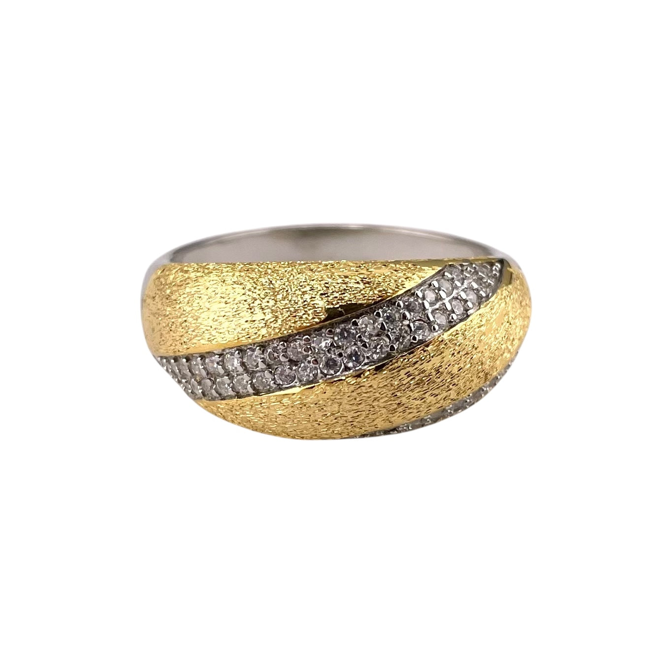 Two Tone CZ Ring Sterling Silver & Gold Plate