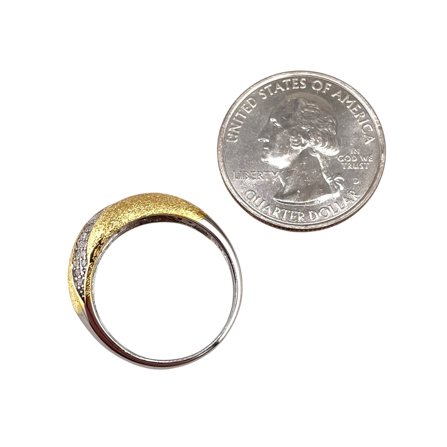 Two Tone CZ Ring Sterling Silver & Gold Plate