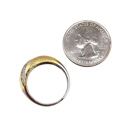 Two Tone CZ Ring Sterling Silver & Gold Plate