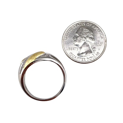 Two Tone CZ Ring Sterling Silver & Gold Plate