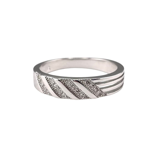 CZ Slant Row Ring Sterling Silver