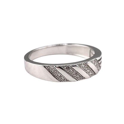 CZ Slant Row Ring Sterling Silver