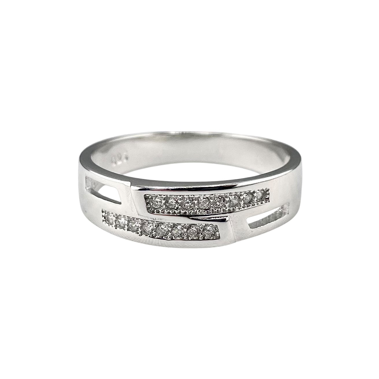 CZ Stack Row Ring Sterling Silver